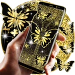 golden butterflies lock screen android application logo